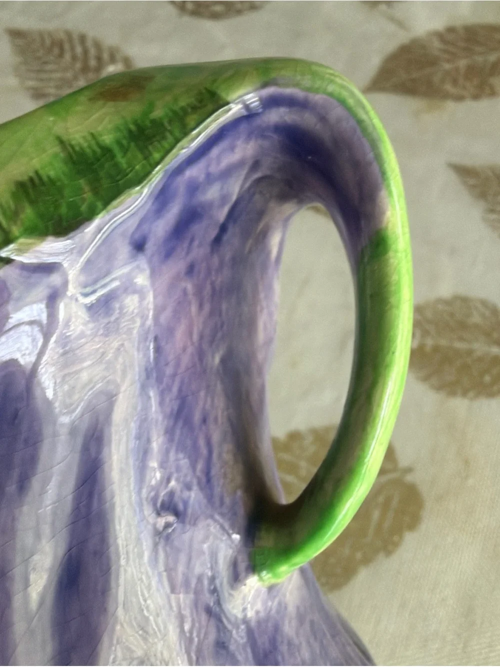 Hand-Painted Vintage Ceramic Figurine Sugar Bowl in Purple, Green, Red English